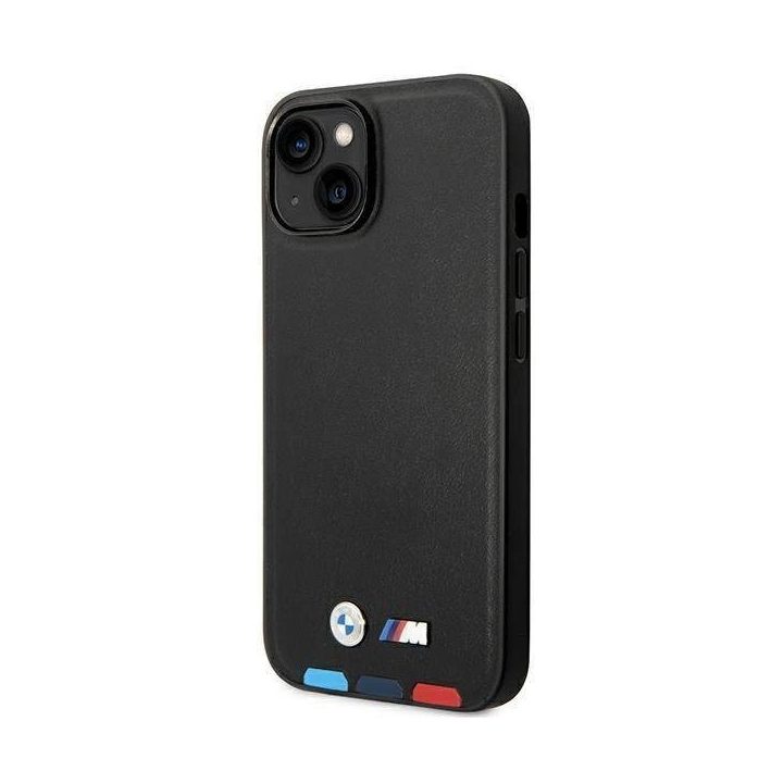 Dėklas BMW BMHMP14M22PTDK iPhone 14 Plus 6.7 juodas / juodas Odinis antspaudas Tricolor Magsafe