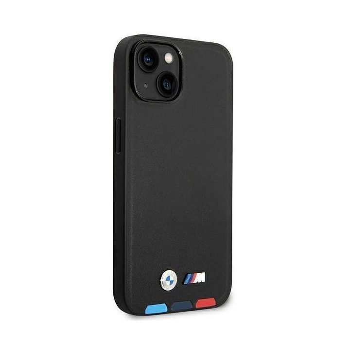 Dėklas BMW BMHMP14M22PTDK iPhone 14 Plus 6.7 juodas / juodas Odinis antspaudas Tricolor Magsafe