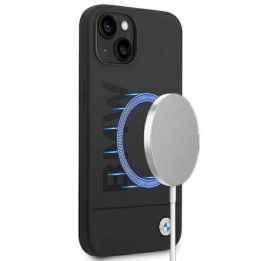 Dėklas BMW BMHMP14MSLBLBK iPhone 14 Plus 6.7 juodas / juodas deklas Silikoninis Signature Logo Magsafe