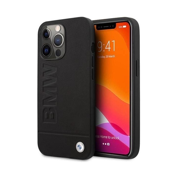 Dėklas BMW BMHMP14XSLLBK iPhone 14 Pro Max 6,7 Juodos spalvos/juodas deklas su logotipu ir įspaudu Magsafe