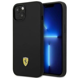 Ferrari FEHCP14MSIBBK iPhone 14 Plus 6,7 juodos/juodos spalvos deklas silikoninis metalinis logotipas