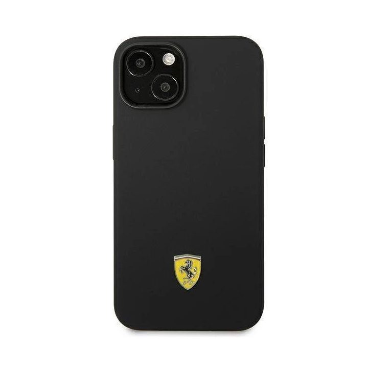 Ferrari FEHCP14SSIBBK iPhone 14 6,1 juodos/juodos spalvos deklas Silikonas Metalinis logotipas