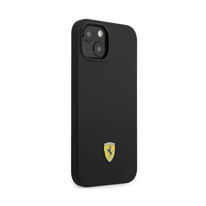 Ferrari FEHCP14SSIBBK iPhone 14 6,1 juodos/juodos spalvos deklas Silikonas Metalinis logotipas