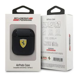 Ferrari FESA2LEBK AirPods dangtelis juodas/juodas On Track Leather