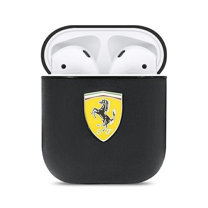 Ferrari FESA2LEBK AirPods dangtelis juodas/juodas On Track Leather