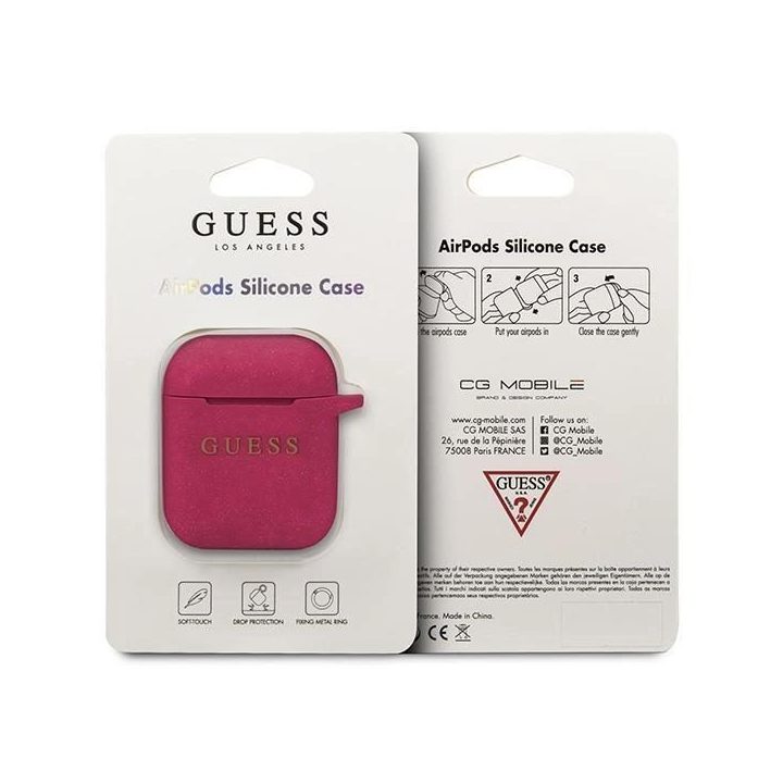 Guess GUACCSILGLFU AirPods dangtelis fuksija / fuksija Silikono blizgučiai