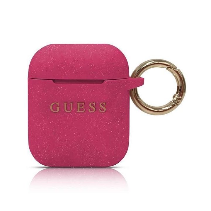 Guess GUACCSILGLFU AirPods dangtelis fuksija / fuksija Silikono blizgučiai