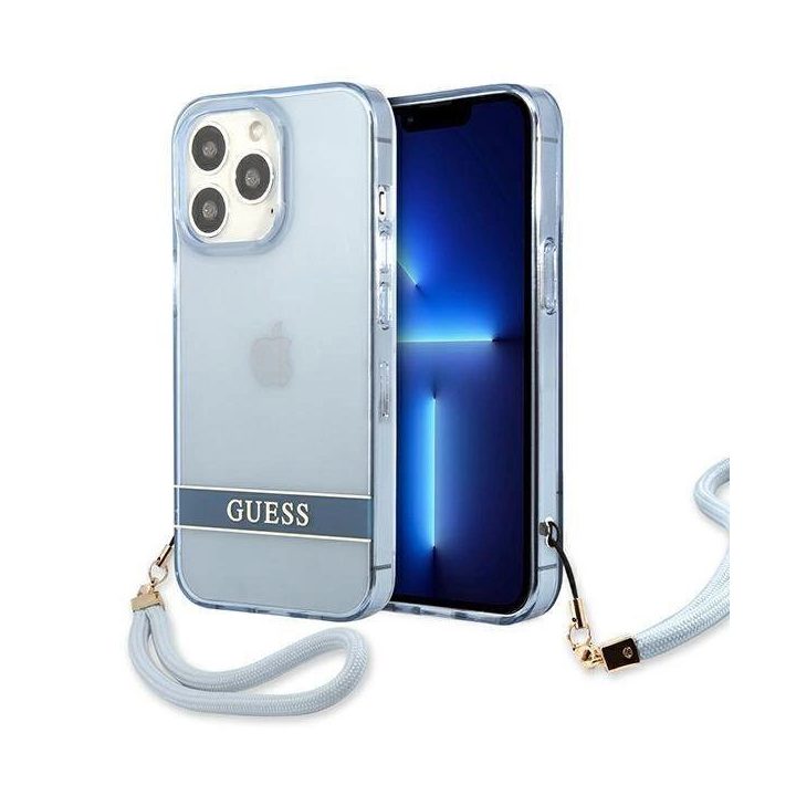 Guess GUHCP13LHTSGSB iPhone 13 Pro / 13 6,1 mėlynas / mėlynas deklas Permatomas Stap