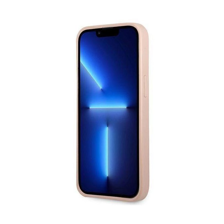 Guess GUHCP13LPSATPP iPhone 13 Pro / 13 6,1 rožinis / rožinis deklas SaffianoTriangle Logo Cardslot