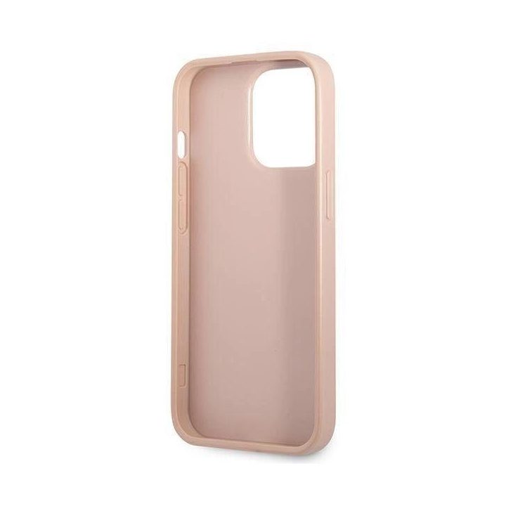 Guess GUHCP13LPSATPP iPhone 13 Pro / 13 6,1 rožinis / rožinis deklas SaffianoTriangle Logo Cardslot