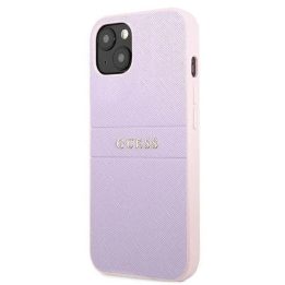 Guess GUHCP13SPSASBPU iPhone 13 mini 5,4 violetinė / violetinė Saffiano karštas antspaudas ir metalinis logotipas