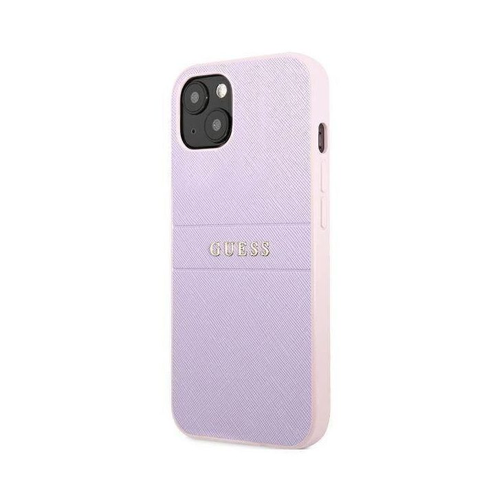 Guess GUHCP13SPSASBPU iPhone 13 mini 5,4 violetinė / violetinė Saffiano karštas antspaudas ir metalinis logotipas