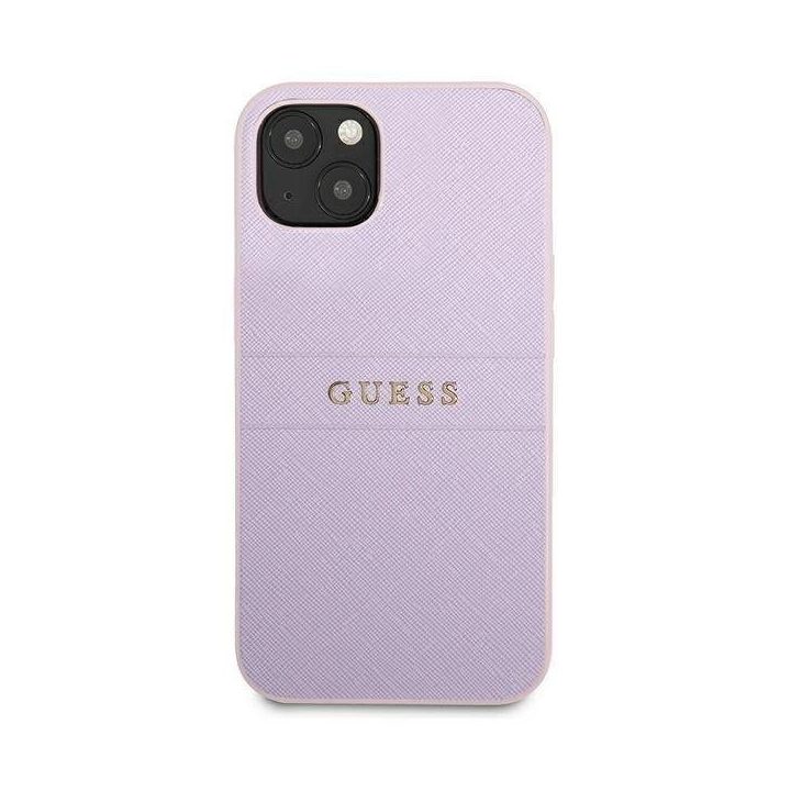 Guess GUHCP13SPSASBPU iPhone 13 mini 5,4 violetinė / violetinė Saffiano karštas antspaudas ir metalinis logotipas