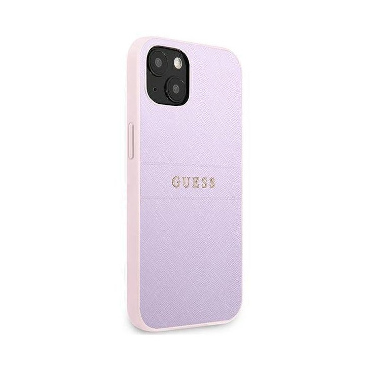 Guess GUHCP13SPSASBPU iPhone 13 mini 5,4 violetinė / violetinė Saffiano karštas antspaudas ir metalinis logotipas