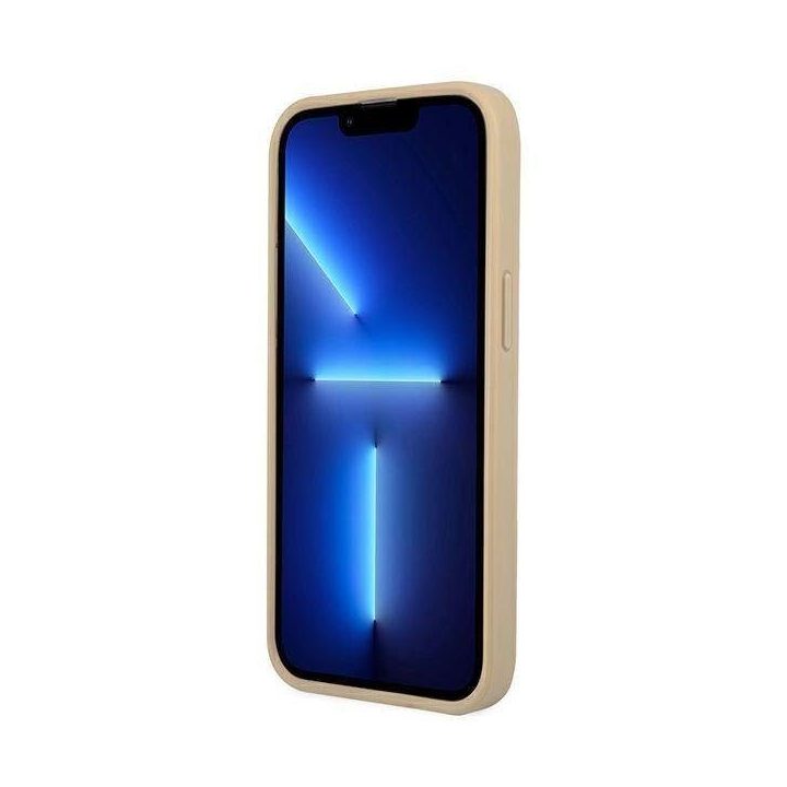 Guess GUHCP13SPSATLE iPhone 13 mini 5,4 smėlio/smėlio spalvos deklas SaffianoTriangle Logo