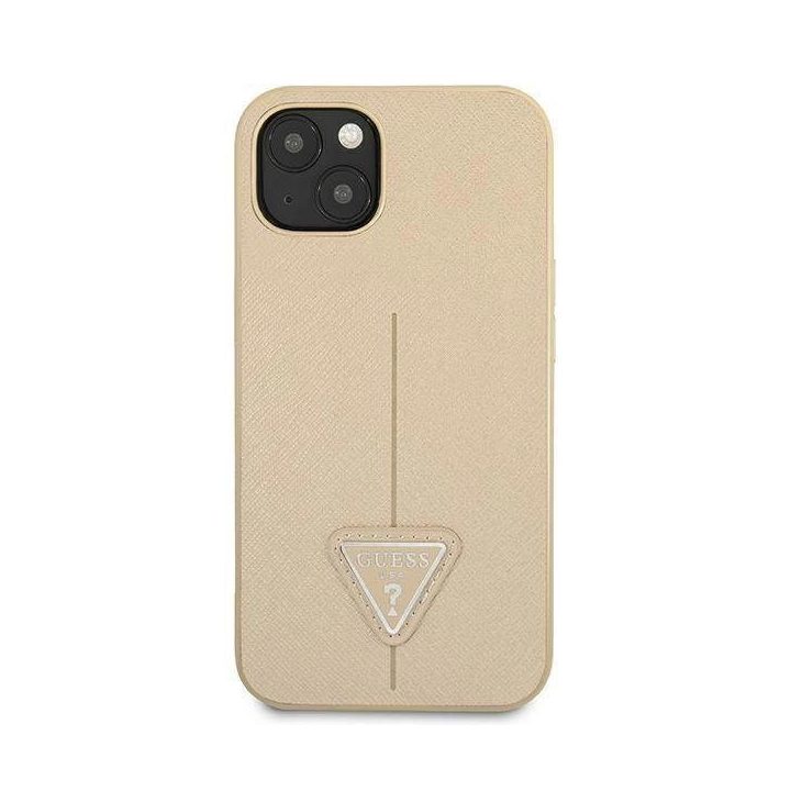 Guess GUHCP13SPSATLE iPhone 13 mini 5,4 smėlio/smėlio spalvos deklas SaffianoTriangle Logo