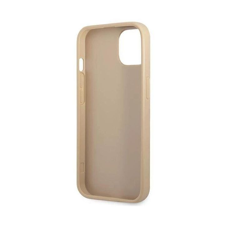 Guess GUHCP13SPSATLE iPhone 13 mini 5,4 smėlio/smėlio spalvos deklas SaffianoTriangle Logo