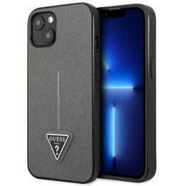 Guess GUHCP13SPSATLG iPhone 13 mini 5,4 sidabro / sidabro spalvos deklas SaffianoTriangle Logo