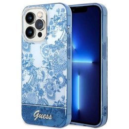 Guess GUHCP14LHGPLHB iPhone 14 Pro 6.1 mėlynos/mėlynos spalvos deklas Porcelain Collection