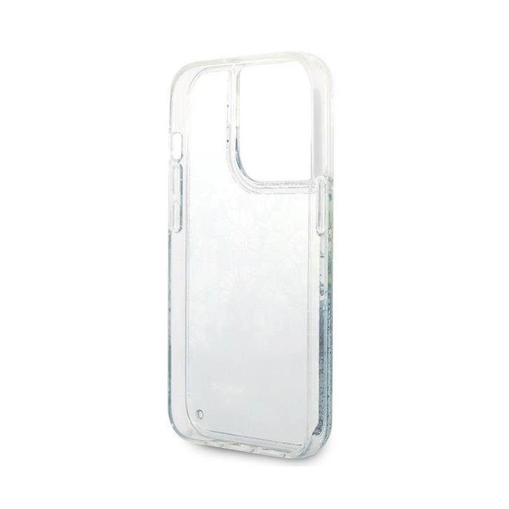 Guess GUHCP14LLFLSN iPhone 14 Pro 6,1 , žalias/žalias deklas Flower Liquid Glitter