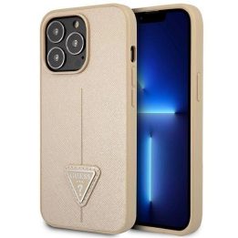 Guess GUHCP14LPSATLE iPhone 14 Pro 6,1 smėlio spalvos / smėlio spalvos deklas SaffianoTriangle Logo