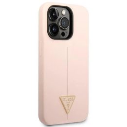 Guess GUHCP14LSLTGP iPhone 14 Pro 6,1 rožinės/rožinės spalvos deklas Silikoninis trikampis