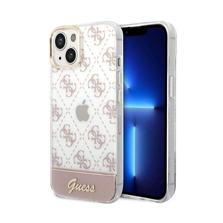 Guess GUHCP14MHG4MHP iPhone 14 Plus 6,7 rožinės spalvos / rožinis deklas 4G Pattern Script