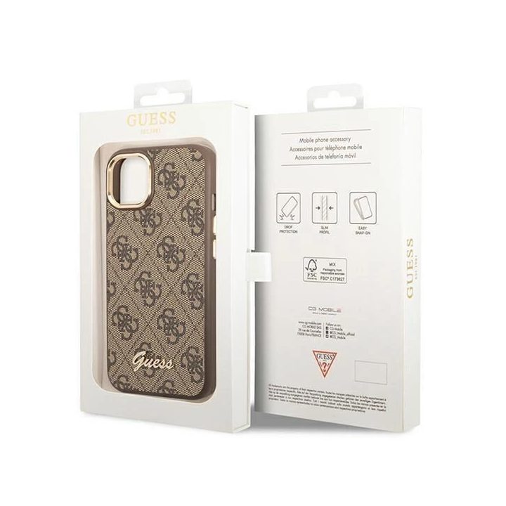 Guess GUHCP14MHG4SHW iPhone 14 Plus 6,7 rudos spalvos / rudas deklas 4G Vintage Gold Logo