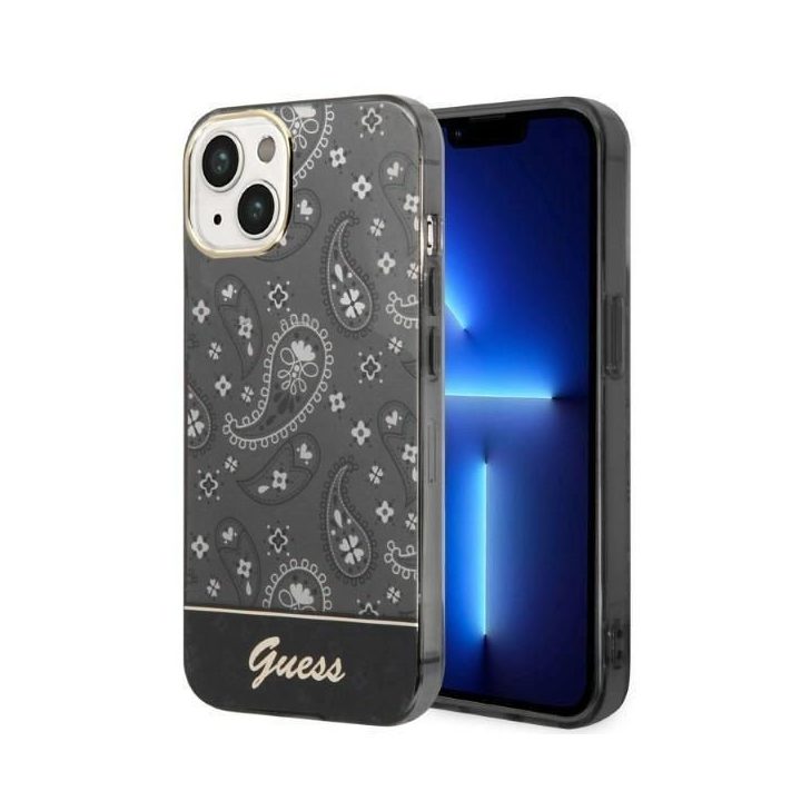 Guess GUHCP14MHGBNHK iPhone 14 Plus 6,7 juodos/juodos spalvos deklas Bandana Paisley