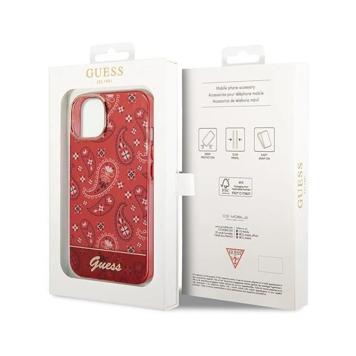 Guess GUHCP14MHGBNHR iPhone 14 Plus 6,7 raudonas/raudonas deklas Bandana Paisley