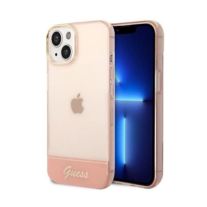 Guess GUHCP14MHGCOP iPhone 14 Plus 6,7 rožinis / rožinis deklas Permatomas