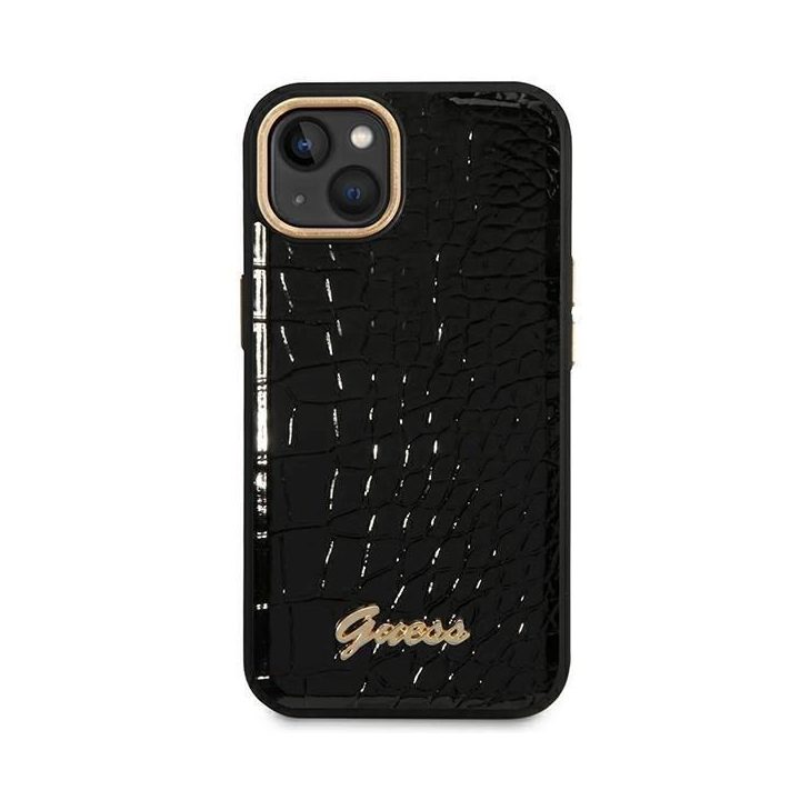 Guess GUHCP14MHGGCRHK iPhone 14 Plus 6,7 juodas / juodas kietas dėklas Croco kolekcija