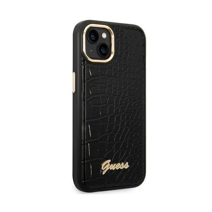 Guess GUHCP14MHGGCRHK iPhone 14 Plus 6,7 juodas / juodas kietas dėklas Croco kolekcija