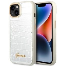 Guess GUHCP14MHGGCRHS iPhone 14 Plus 6,7 sidabro / sidabro spalvos deklas Croco Collection