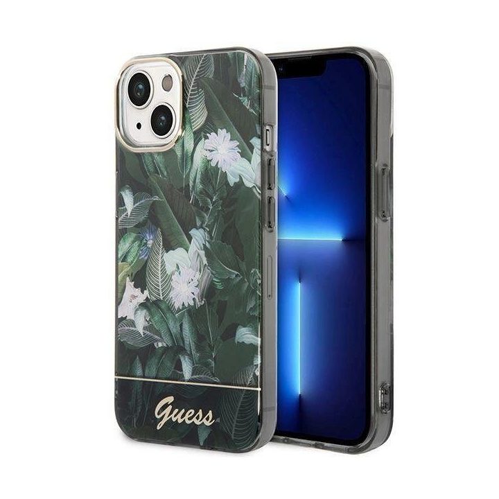 Guess GUHCP14MHGJGHA iPhone 14 Plus 6.7 žalios/žalios spalvos deklas Jungle Collection