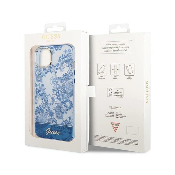 Guess GUHCP14MHGPLHB iPhone 14 Plus 6.7 mėlynas/mėlynas deklas Porcelain Collection