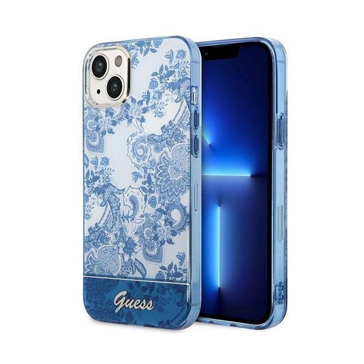Guess GUHCP14MHGPLHB iPhone 14 Plus 6.7 mėlynas/mėlynas deklas Porcelain Collection