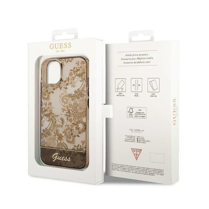 Guess GUHCP14MHGPLHC iPhone 14 Plus 6.7 ochros spalvos deklas Porcelain Collection