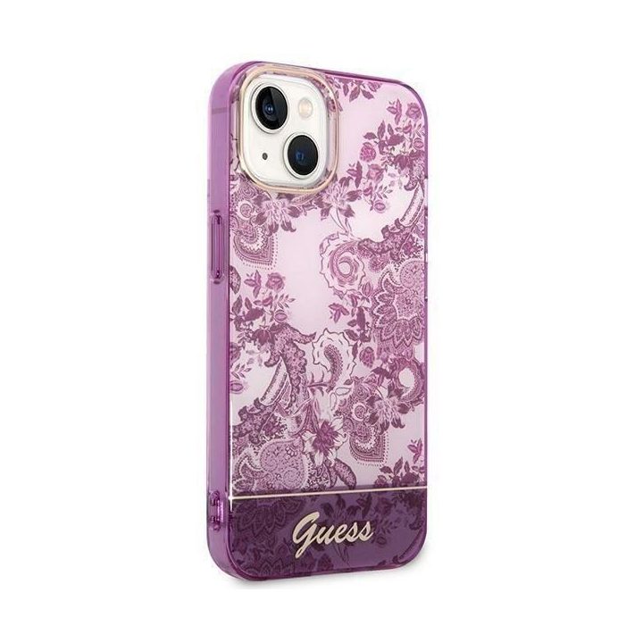 Guess GUHCP14MHGPLHF iPhone 14 Plus 6.7 fuksijų/sučia spalvos deklas Porcelain Collection