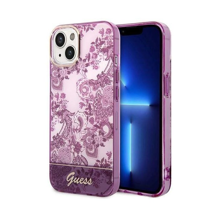 Guess GUHCP14MHGPLHF iPhone 14 Plus 6.7 fuksijų/sučia spalvos deklas Porcelain Collection