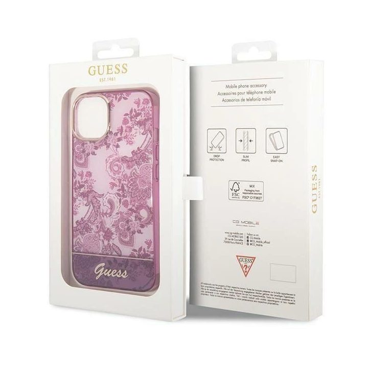 Guess GUHCP14MHGPLHF iPhone 14 Plus 6.7 fuksijų/sučia spalvos deklas Porcelain Collection