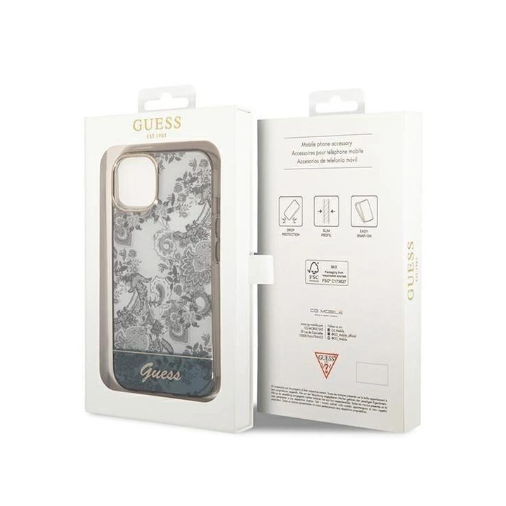Guess GUHCP14MHGPLHG iPhone 14 Plus 6.7 pilkas / pilkas deklas Porcelain Collection