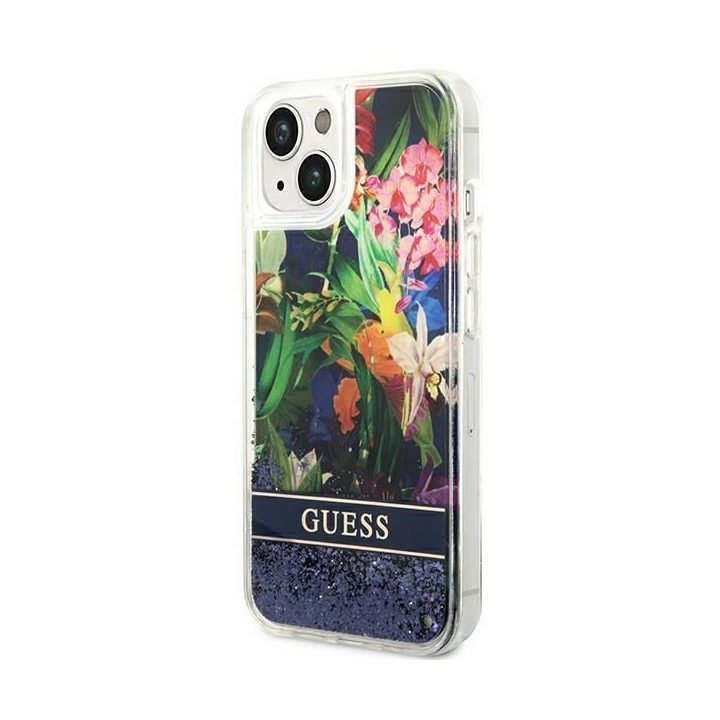 Guess GUHCP14MLFLSB iPhone 14 Plus 6.7 blue / blue deklas Flower Liquid Glitter