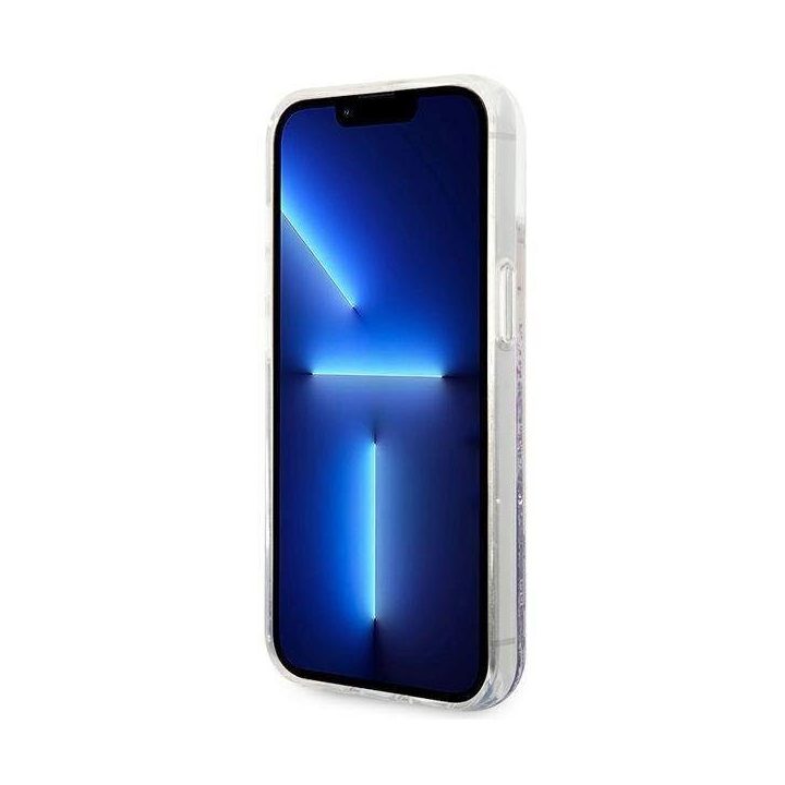 Guess GUHCP14MLFLSU iPhone 14 Plus 6.7 violetinės / violetinės spalvos deklas Flower Liquid Glitter