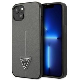 Guess GUHCP14MPSATLG iPhone 14 Plus 6.7 sidabrinis / sidabrinis deklas SaffianoTriangle Logo
