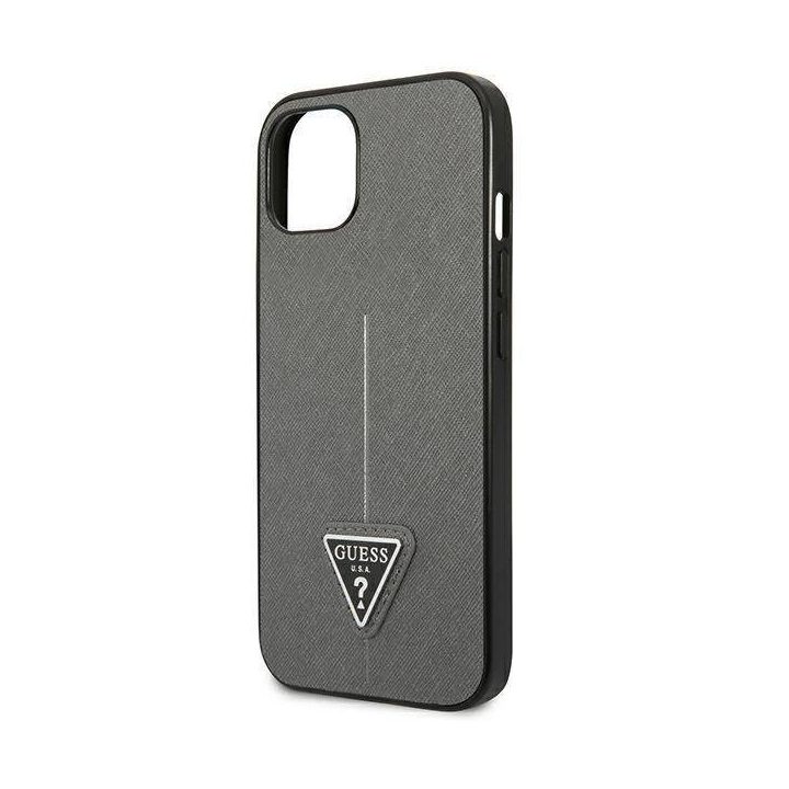 Guess GUHCP14MPSATLG iPhone 14 Plus 6.7 sidabrinis / sidabrinis deklas SaffianoTriangle Logo