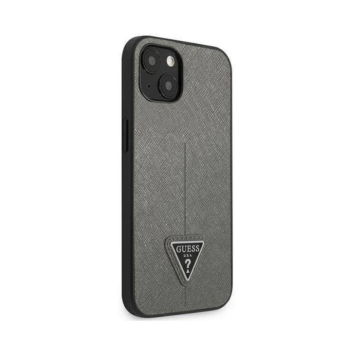 Guess GUHCP14MPSATLG iPhone 14 Plus 6.7 sidabrinis / sidabrinis deklas SaffianoTriangle Logo