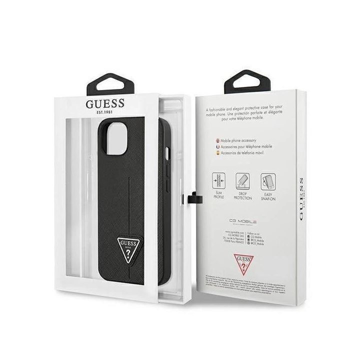 Guess GUHCP14MPSATLK iPhone 14 Plus 6,7 black / black deklas SaffianoTriangle Logo