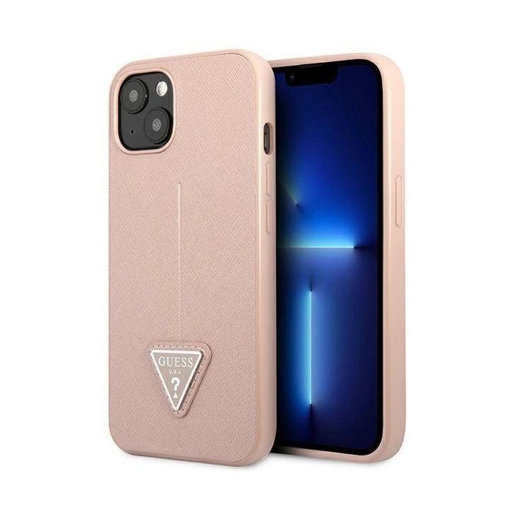Guess GUHCP14MPSATLP iPhone 14 Plus 6,7 pink / pink deklas SaffianoTriangle Logo