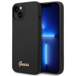Guess GUHCP14MSLSMK iPhone 14 Plus 6.7 juodas / juodas deklas Silikono derliaus aukso logotipas